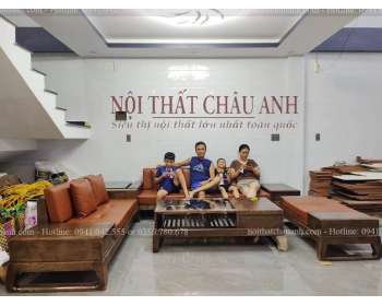 Sofa 2 văng gỗ sồi Nga tại nhà anh Trần Đức Tiến ở Quang Trạch- Quảng Bình FB135 